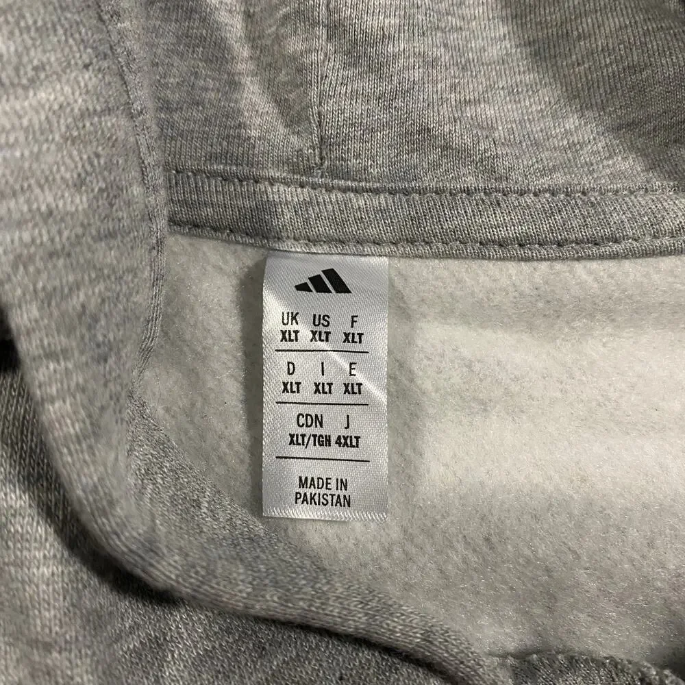 Adidas 3D Retro 70s Striped Logo Hoodie Mens XLT XL Tall Gray Disco Groovy NWT